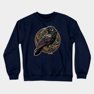 Crow Obsession Embroidered Patch Crewneck Sweatshirt